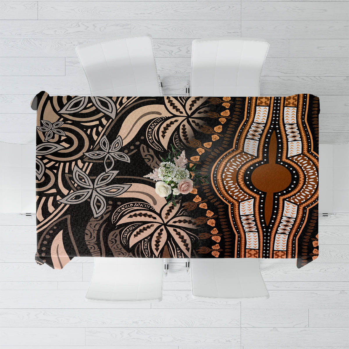Polynesia Dashiki Tablecloth Polynesia and Africa Traditional Special Together Gold - Wonder Print Shop
