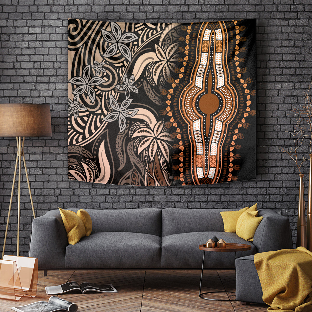 Polynesia Dashiki Tapestry Polynesia and Africa Traditional Special Together Gold - Wonder Print Shop