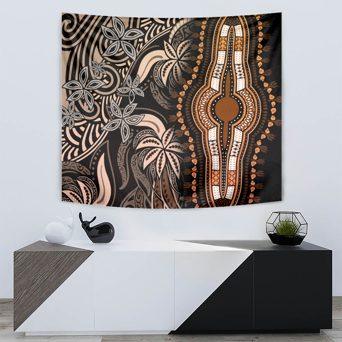 Polynesia Dashiki Tapestry Polynesia and Africa Traditional Special Together Gold - Wonder Print Shop