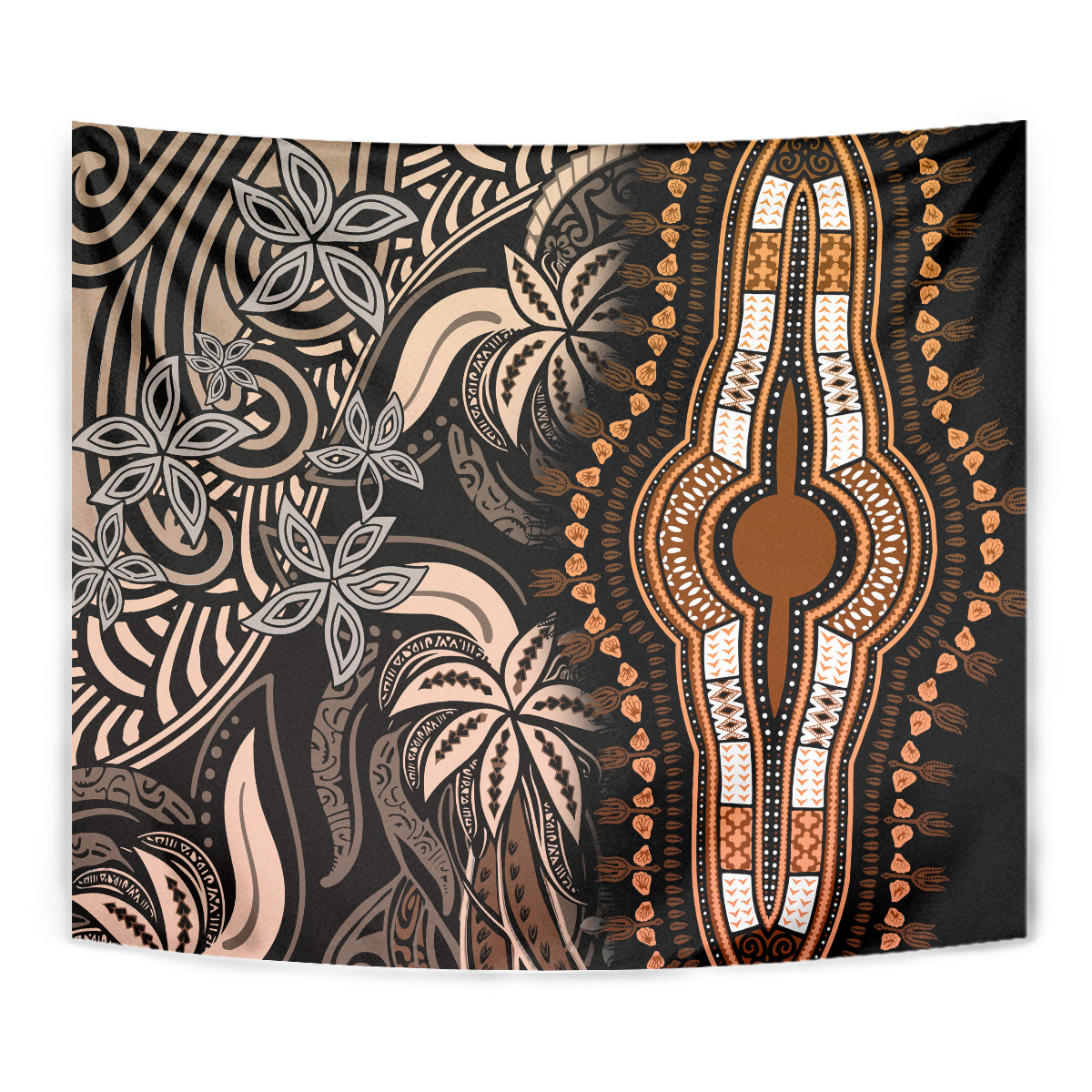 Polynesia Dashiki Tapestry Polynesia and Africa Traditional Special Together Gold - Wonder Print Shop