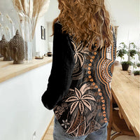 Polynesia Dashiki Women Casual Shirt Polynesia and Africa Traditional Special Together Gold - Wonder Print Shop