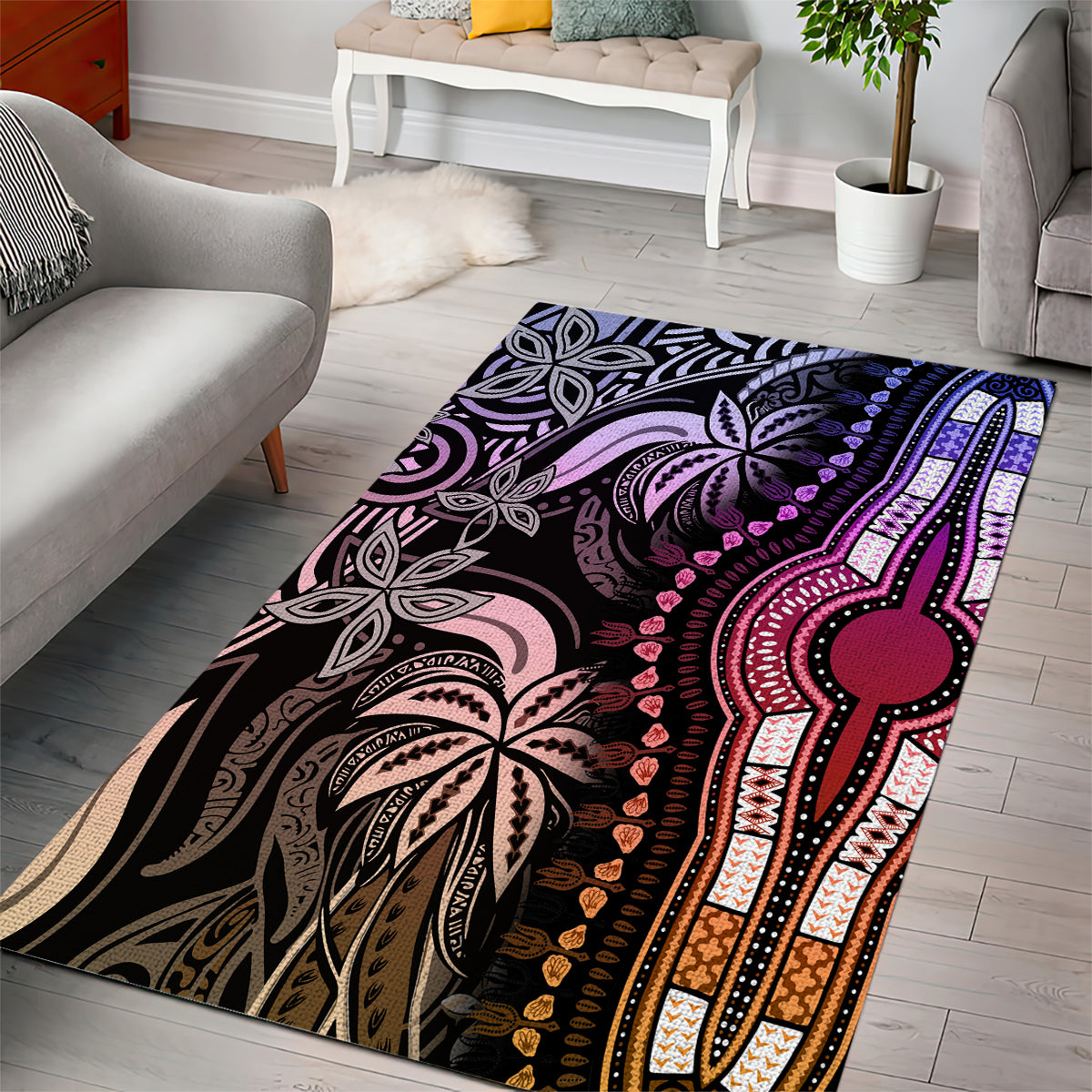 Polynesia Dashiki Area Rug Polynesia and Africa Traditional Special Together Pastel LT9 - Wonder Print Shop