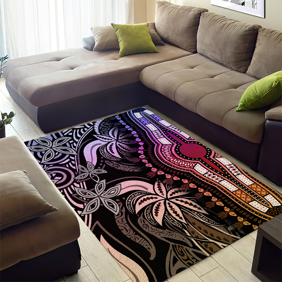 Polynesia Dashiki Area Rug Polynesia and Africa Traditional Special Together Pastel LT9 - Wonder Print Shop