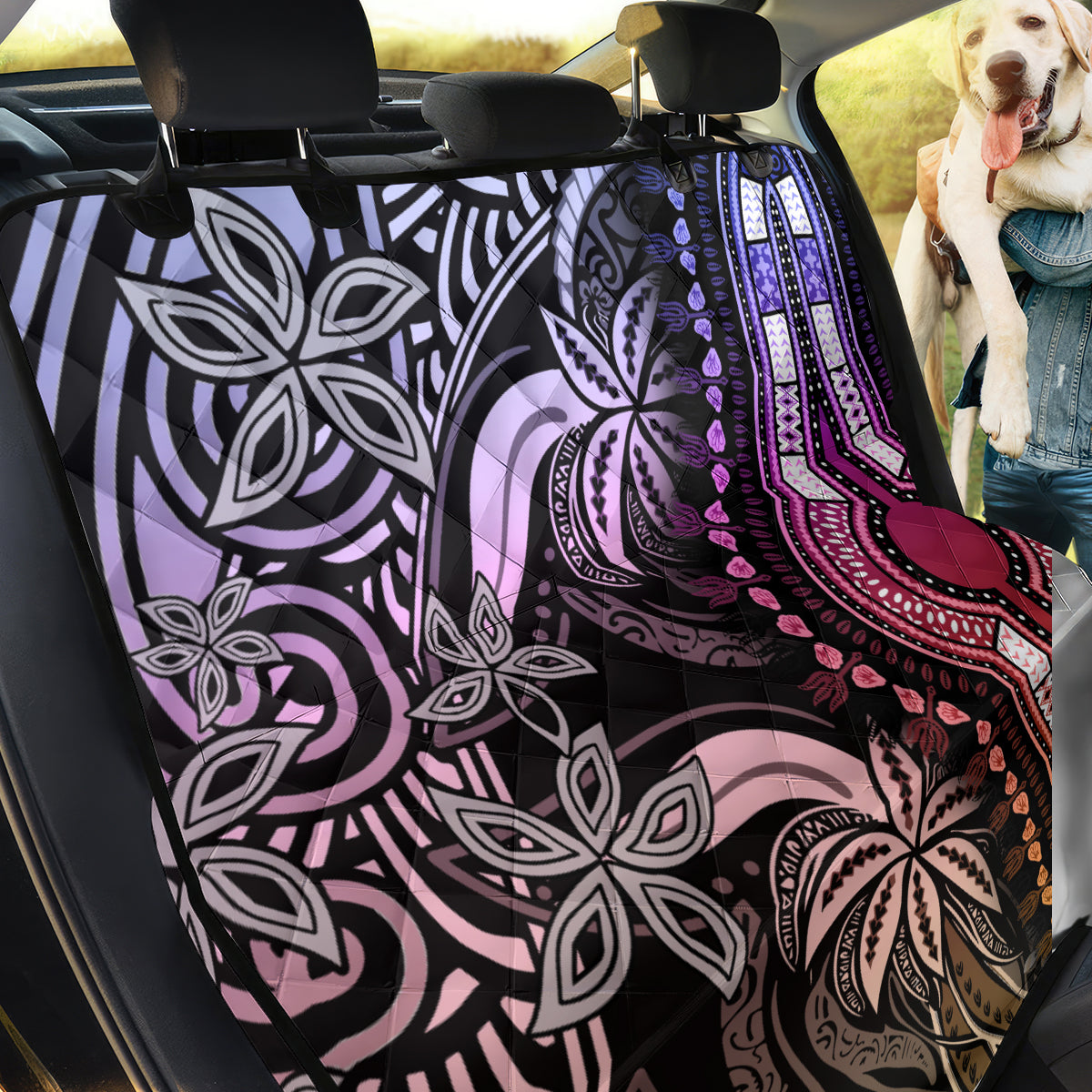 Polynesia Dashiki Back Car Seat Cover Polynesia and Africa Traditional Special Together Pastel LT9 - Wonder Print Shop