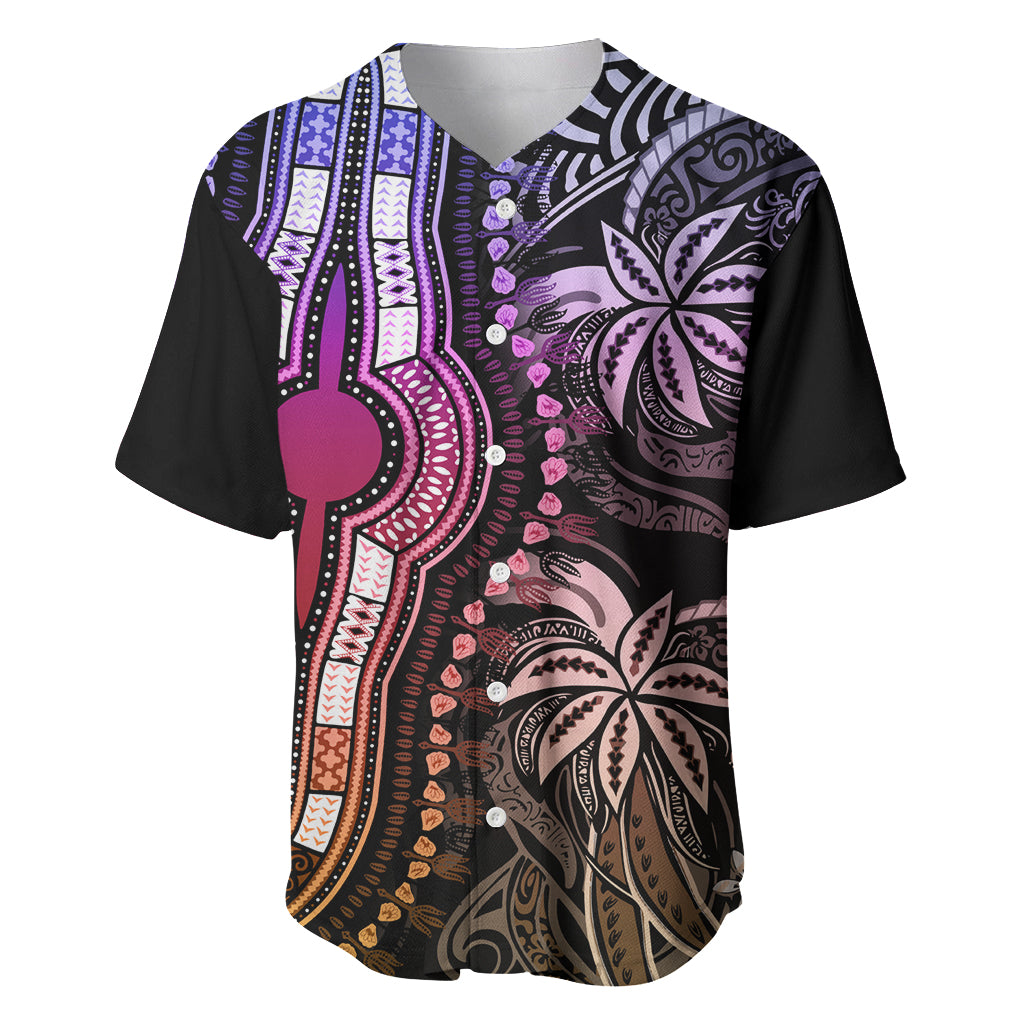Polynesia Dashiki Baseball Jersey Polynesia and Africa Traditional Special Together Pastel LT9 - Wonder Print Shop