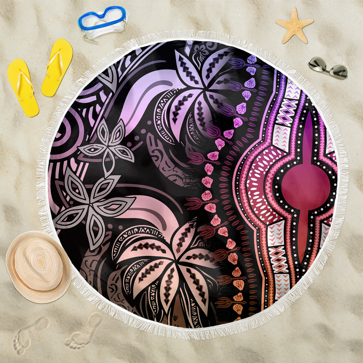 Polynesia Dashiki Beach Blanket Polynesia and Africa Traditional Special Together Pastel LT9 - Wonder Print Shop