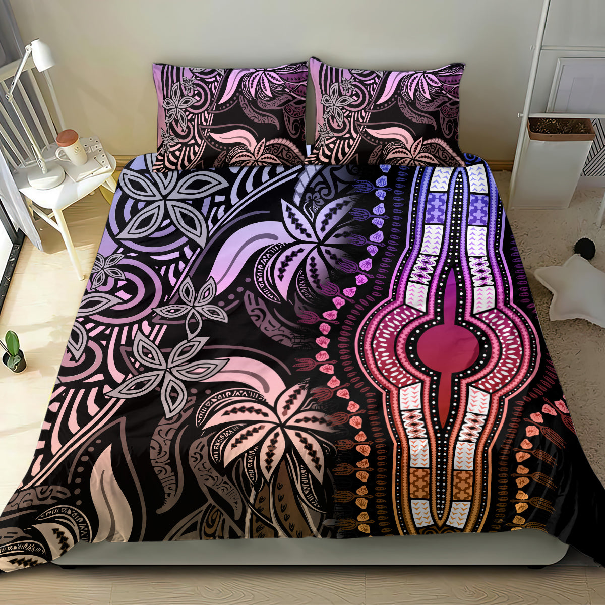 Polynesia Dashiki Bedding Set Polynesia and Africa Traditional Special Together Pastel LT9 - Wonder Print Shop