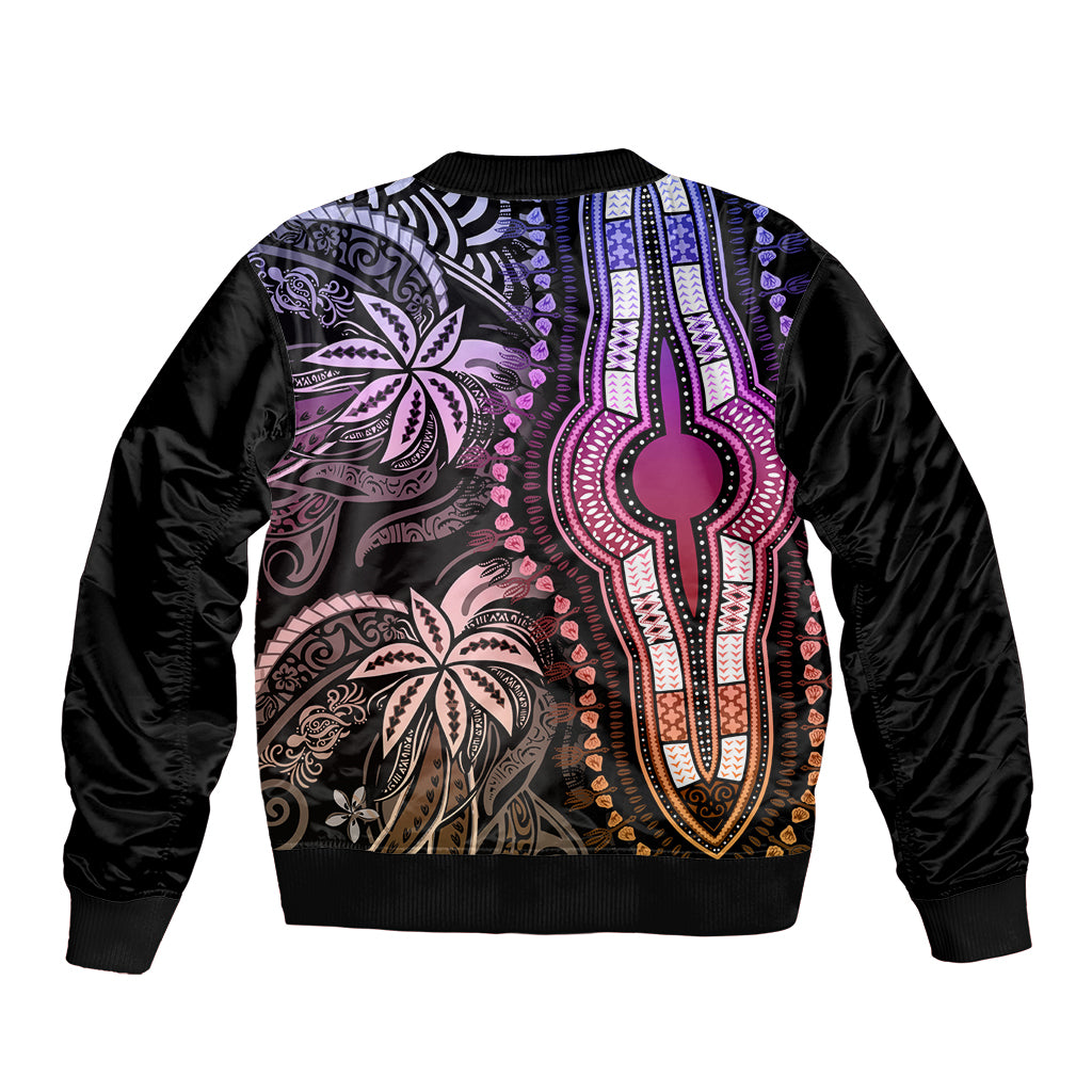 Polynesia Dashiki Bomber Jacket Polynesia and Africa Traditional Special Together Pastel LT9 - Wonder Print Shop