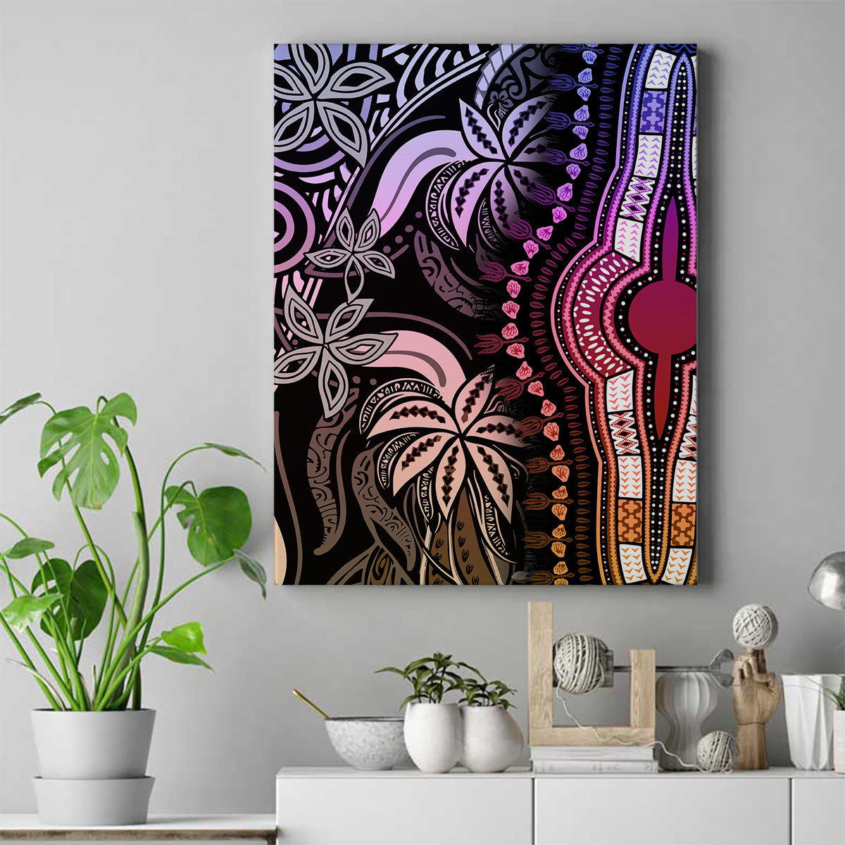 Polynesia Dashiki Canvas Wall Art Polynesia and Africa Traditional Special Together Pastel LT9 - Wonder Print Shop