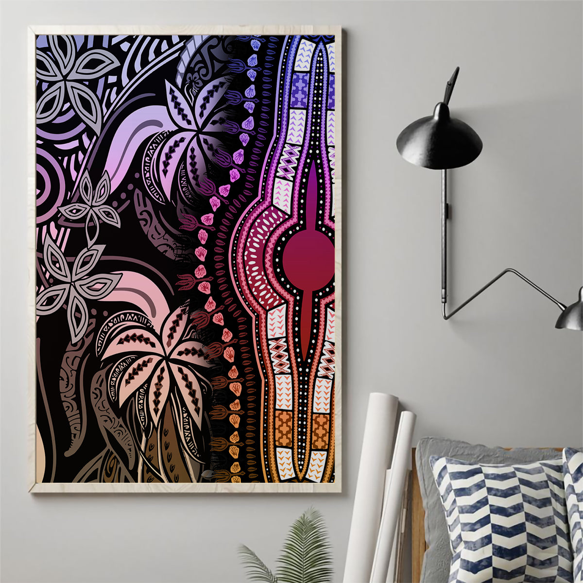 Polynesia Dashiki Canvas Wall Art Polynesia and Africa Traditional Special Together Pastel LT9 - Wonder Print Shop