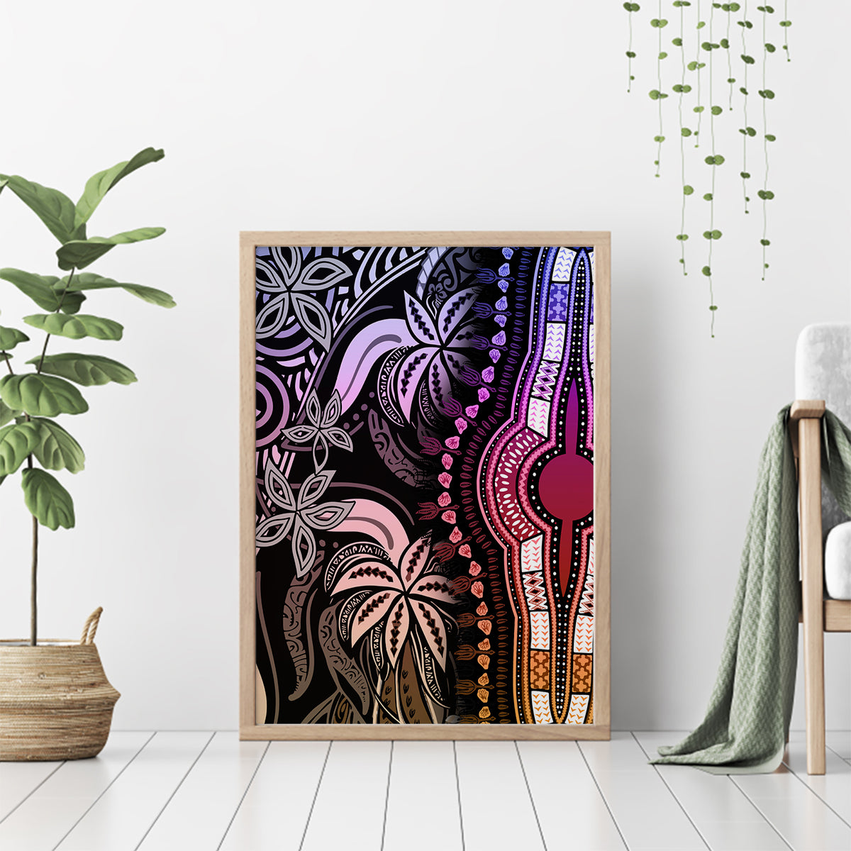 Polynesia Dashiki Canvas Wall Art Polynesia and Africa Traditional Special Together Pastel LT9 - Wonder Print Shop