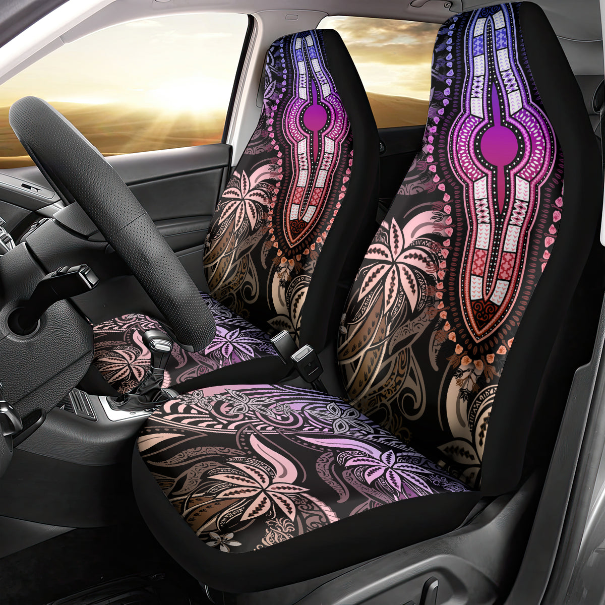 Polynesia Dashiki Car Seat Cover Polynesia and Africa Traditional Special Together Pastel LT9 - Wonder Print Shop
