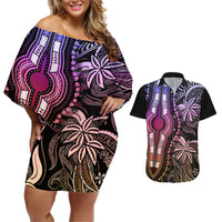 Polynesia Dashiki Couples Matching Off Shoulder Short Dress and Hawaiian Shirt Polynesia and Africa Traditional Special Together Pastel LT9 - Wonder Print Shop