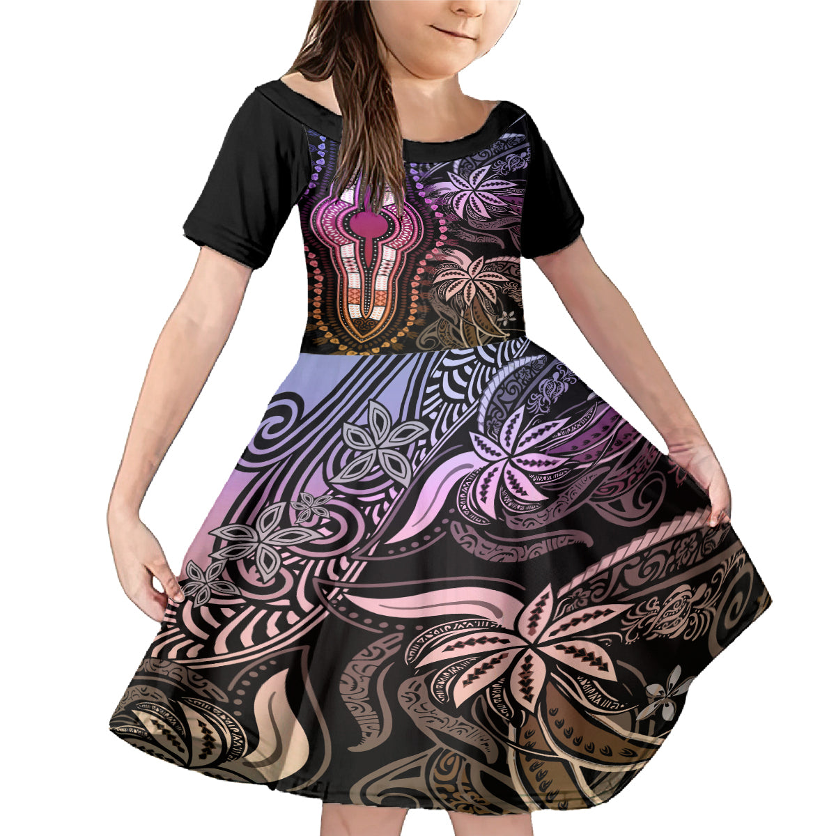 Polynesia Dashiki Family Matching Mermaid Dress and Hawaiian Shirt Polynesia and Africa Traditional Special Together Pastel LT9 - Wonder Print Shop