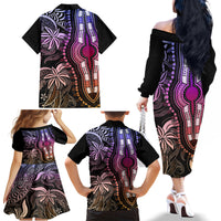 Polynesia Dashiki Family Matching Off Shoulder Long Sleeve Dress and Hawaiian Shirt Polynesia and Africa Traditional Special Together Pastel - Wonder Print Shop