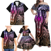 Polynesia Dashiki Family Matching Off Shoulder Maxi Dress and Hawaiian Shirt Polynesia and Africa Traditional Special Together Pastel LT9 - Wonder Print Shop