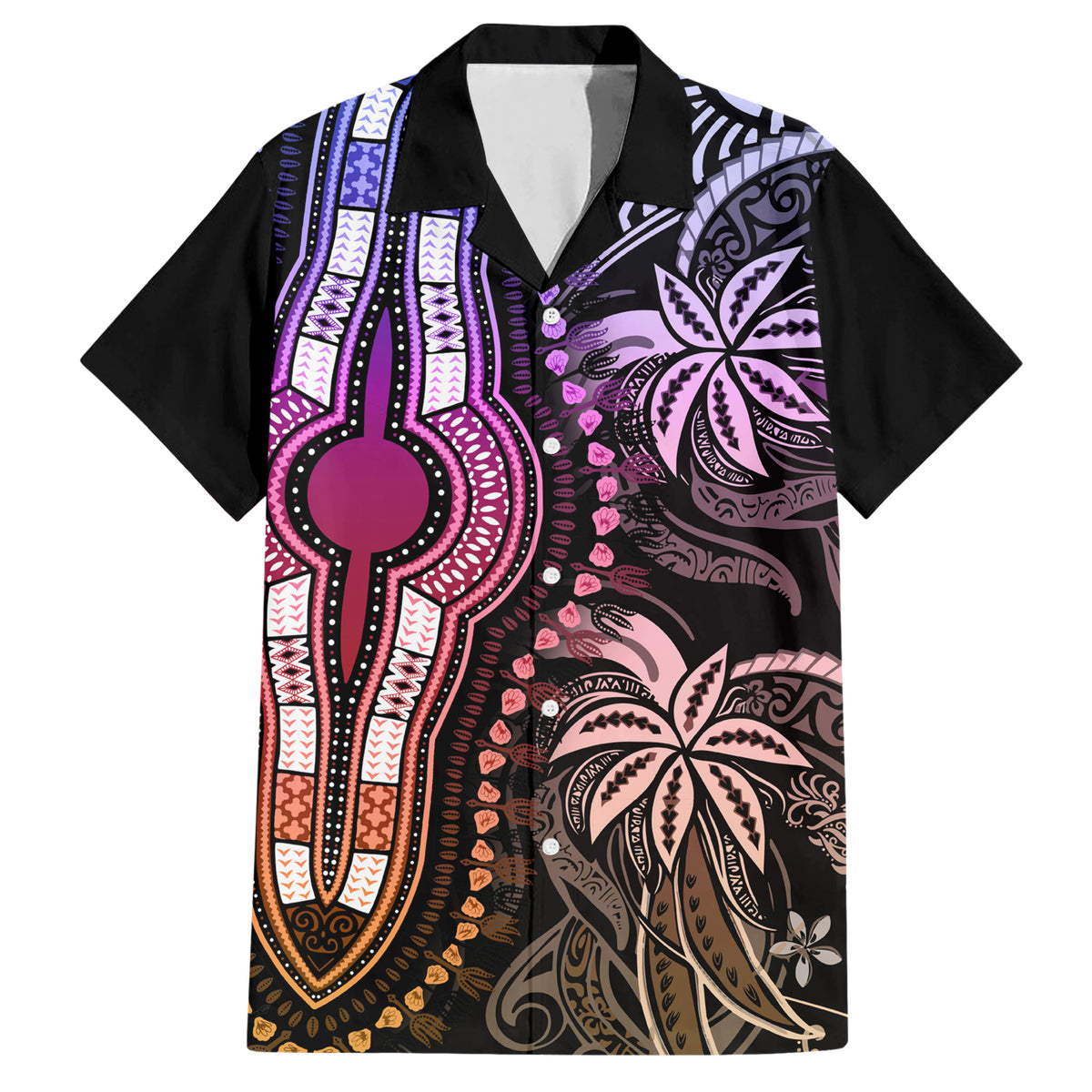 Polynesia Dashiki Hawaiian Shirt Polynesia and Africa Traditional Special Together Pastel - Wonder Print Shop