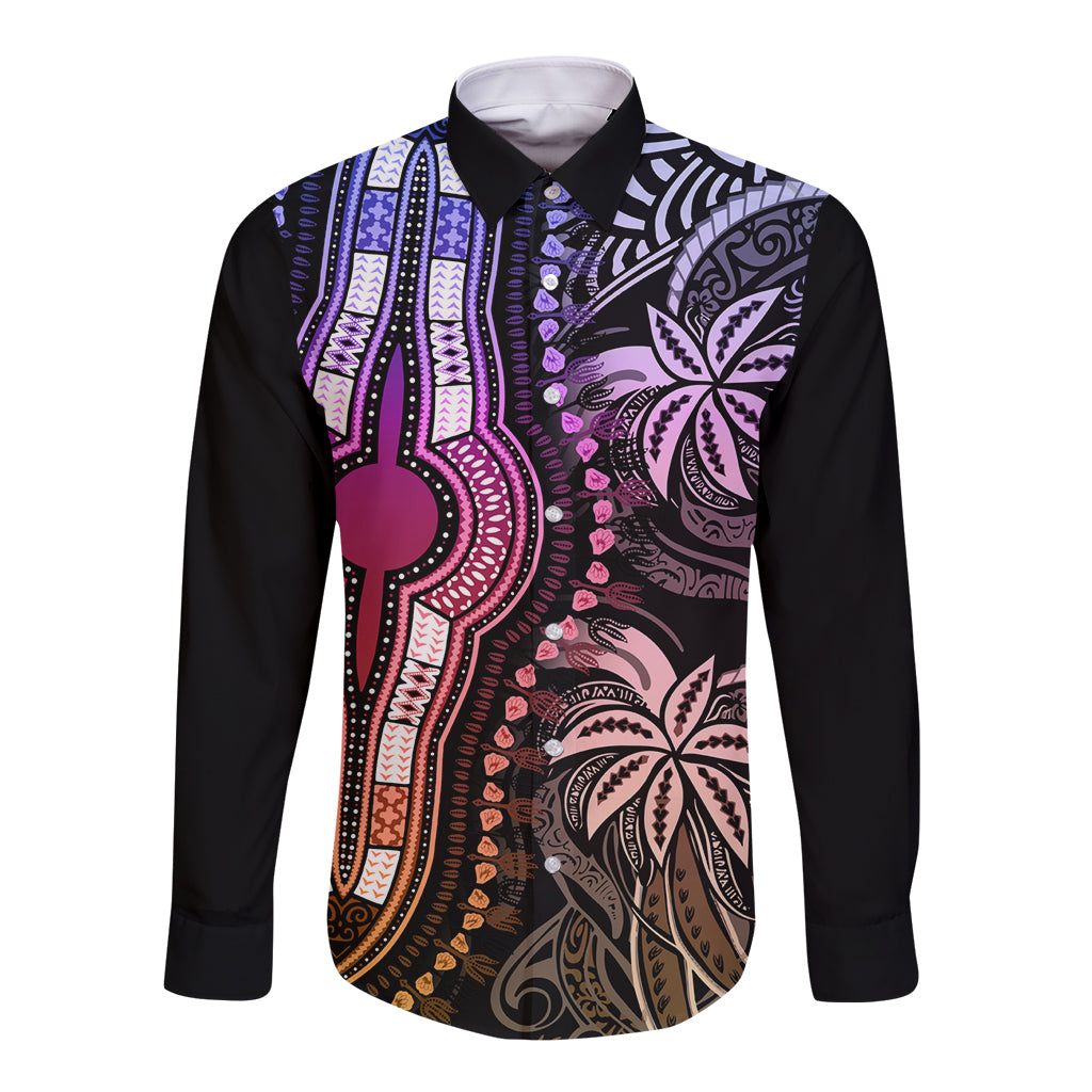 Polynesia Dashiki Long Sleeve Button Shirt Polynesia and Africa Traditional Special Together Pastel - Wonder Print Shop