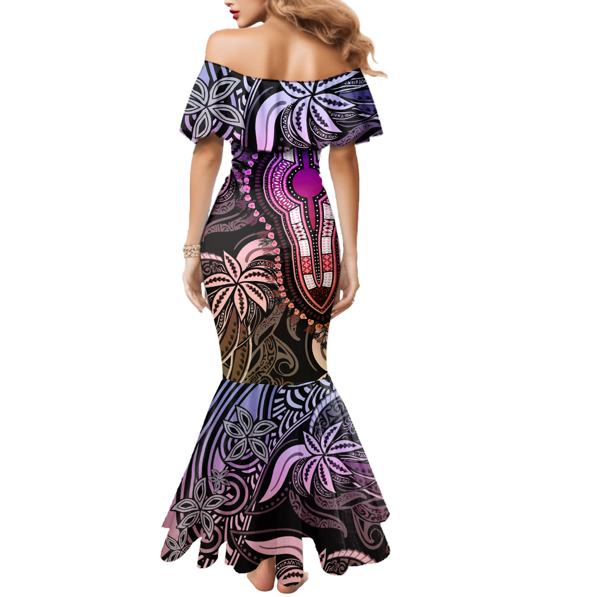 Polynesia Dashiki Mermaid Dress Polynesia and Africa Traditional Special Together Pastel - Wonder Print Shop