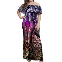 Polynesia Dashiki Off Shoulder Maxi Dress Polynesia and Africa Traditional Special Together Pastel - Wonder Print Shop