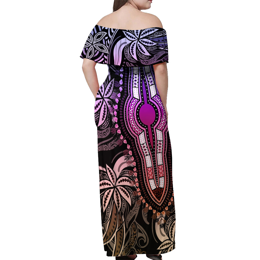Polynesia Dashiki Off Shoulder Maxi Dress Polynesia and Africa Traditional Special Together Pastel - Wonder Print Shop