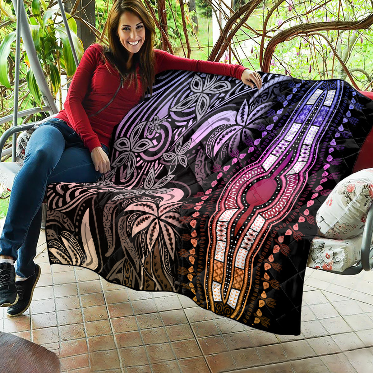 Polynesia Dashiki Quilt Polynesia and Africa Traditional Special Together Pastel - Wonder Print Shop
