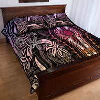 Polynesia Dashiki Quilt Bed Set Polynesia and Africa Traditional Special Together Pastel - Wonder Print Shop
