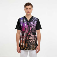Polynesia Mixed African Dashiki Scrub Top Afro-pacific Culture - Pastel