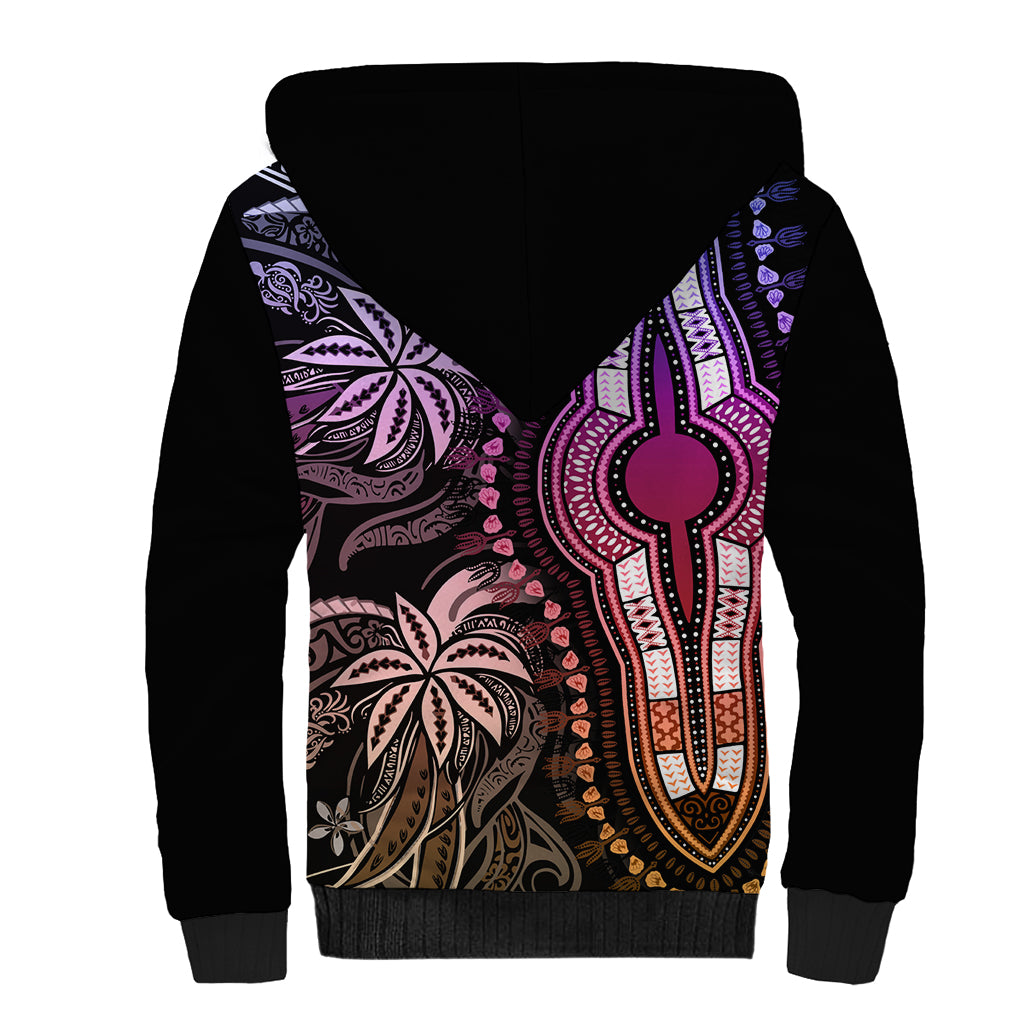 Polynesia Dashiki Sherpa Hoodie Polynesia and Africa Traditional Special Together Pastel - Wonder Print Shop