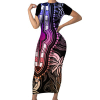 Polynesia Dashiki Short Sleeve Bodycon Dress Polynesia and Africa Traditional Special Together Pastel - Wonder Print Shop