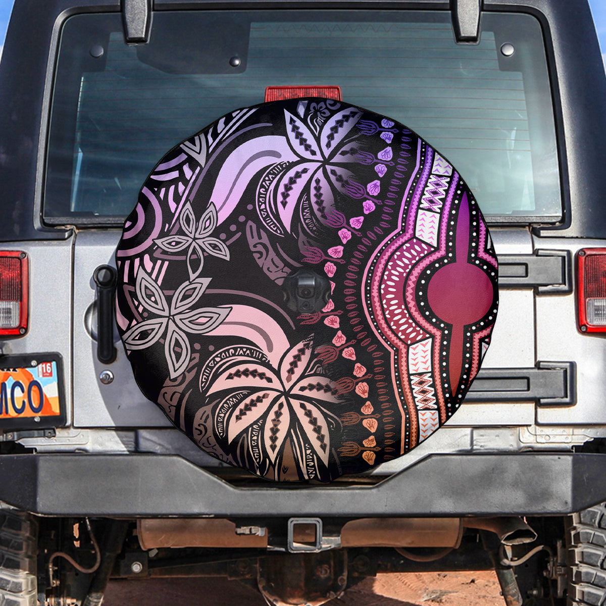 Polynesia Dashiki Spare Tire Cover Polynesia and Africa Traditional Special Together Pastel - Wonder Print Shop