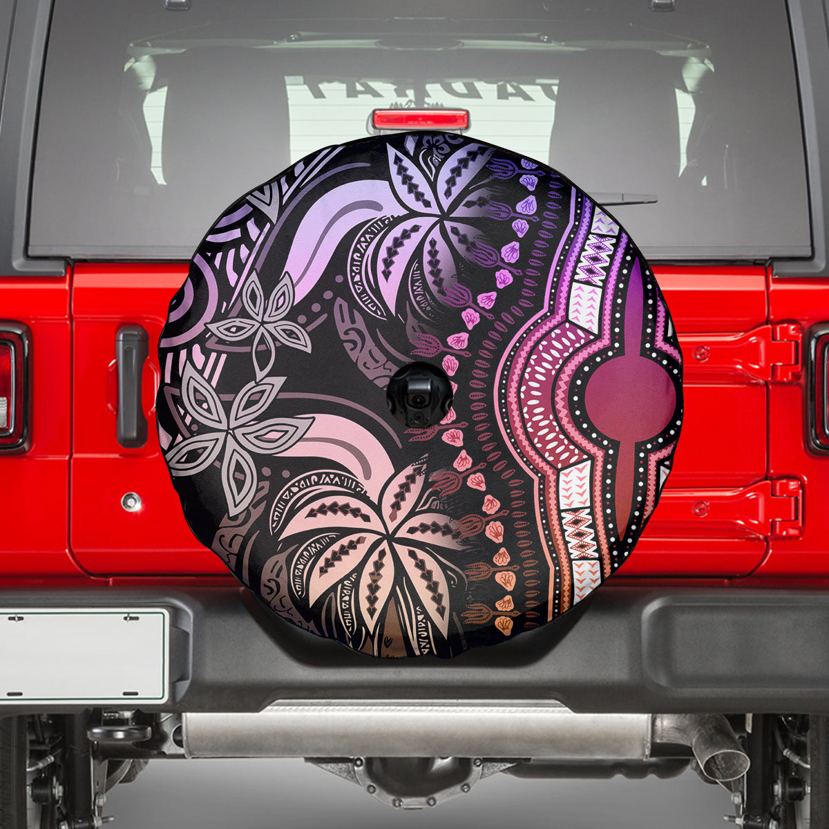 Polynesia Dashiki Spare Tire Cover Polynesia and Africa Traditional Special Together Pastel - Wonder Print Shop