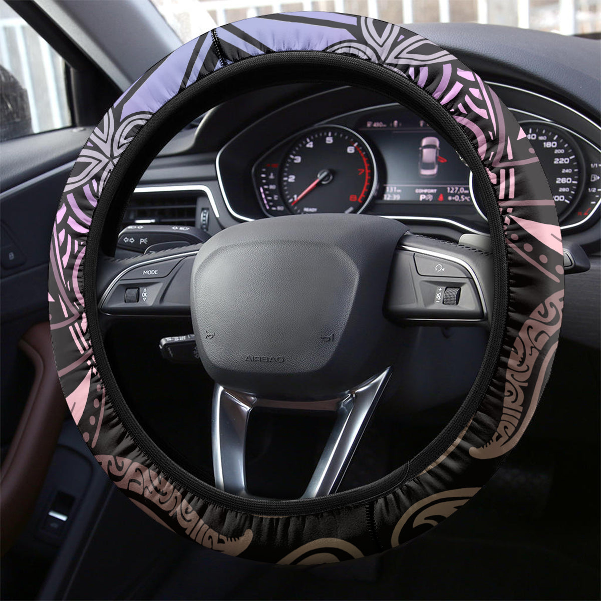 Polynesia Dashiki Steering Wheel Cover Polynesia and Africa Traditional Special Together Pastel - Wonder Print Shop
