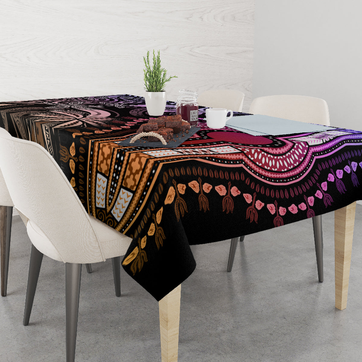 Polynesia Dashiki Tablecloth Polynesia and Africa Traditional Special Together Pastel - Wonder Print Shop