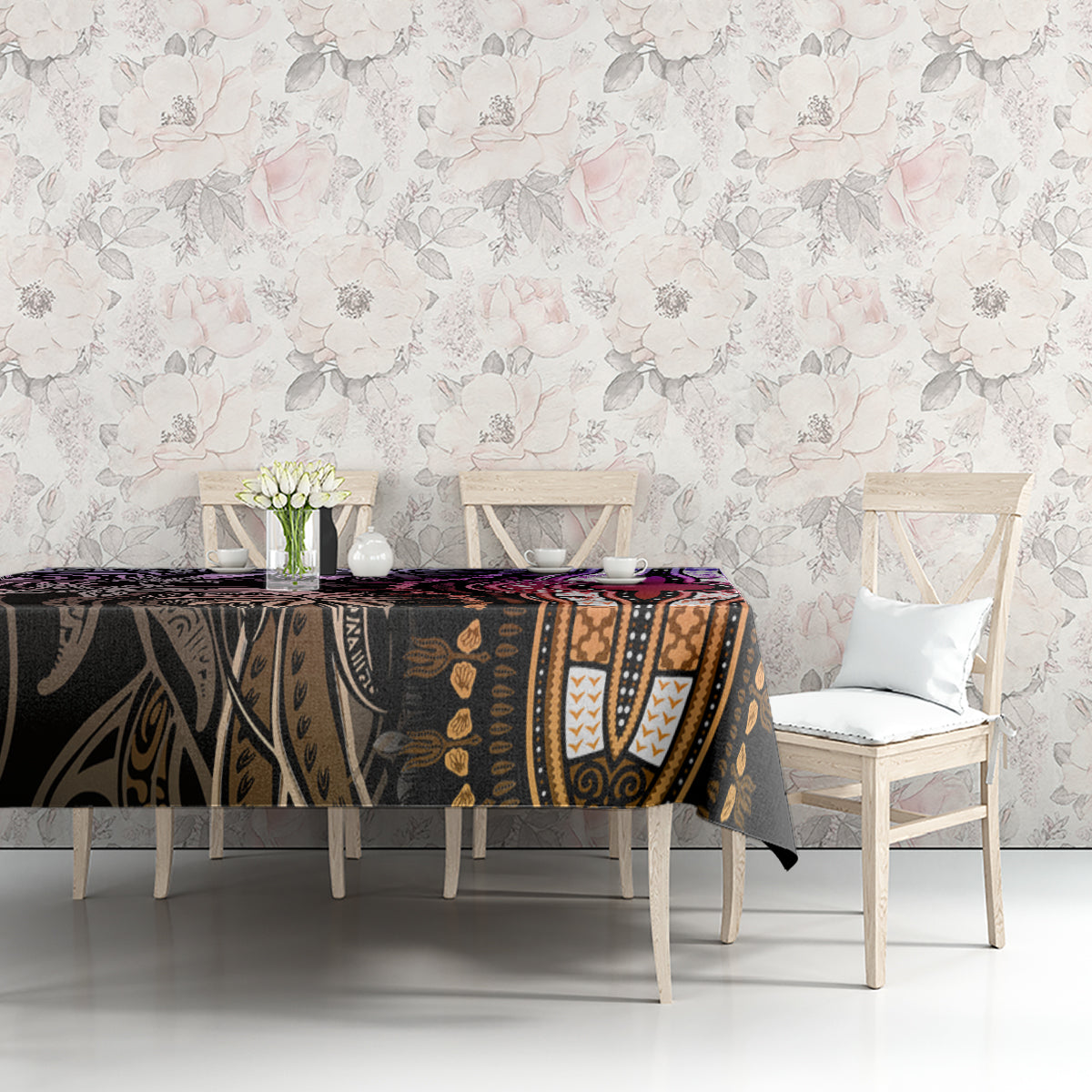 Polynesia Dashiki Tablecloth Polynesia and Africa Traditional Special Together Pastel - Wonder Print Shop
