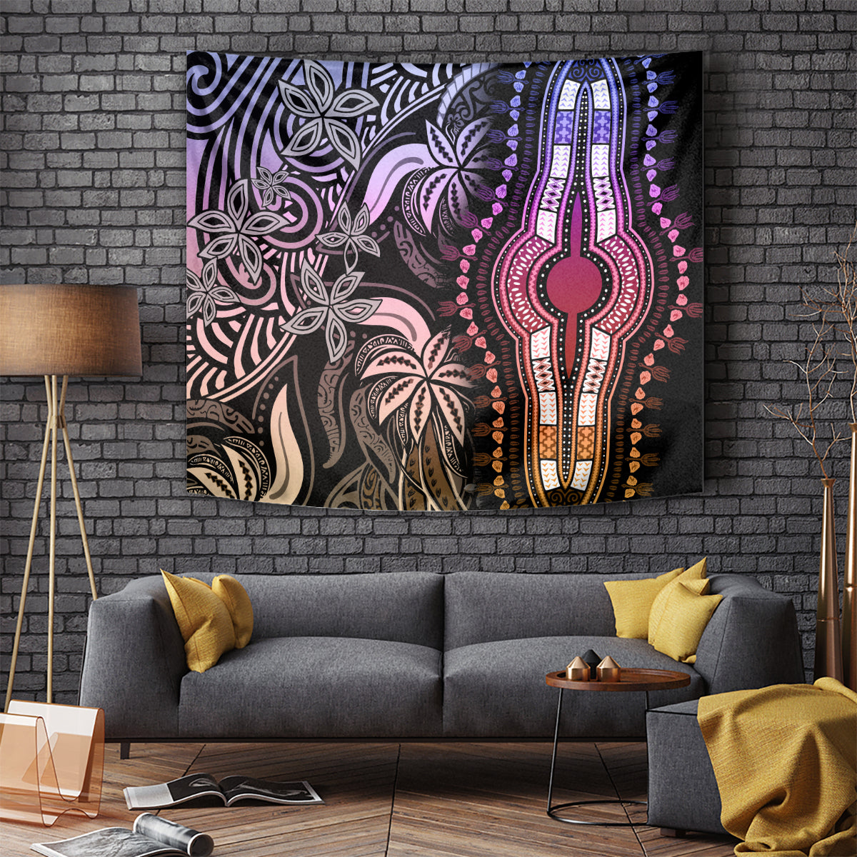 Polynesia Dashiki Tapestry Polynesia and Africa Traditional Special Together Pastel - Wonder Print Shop