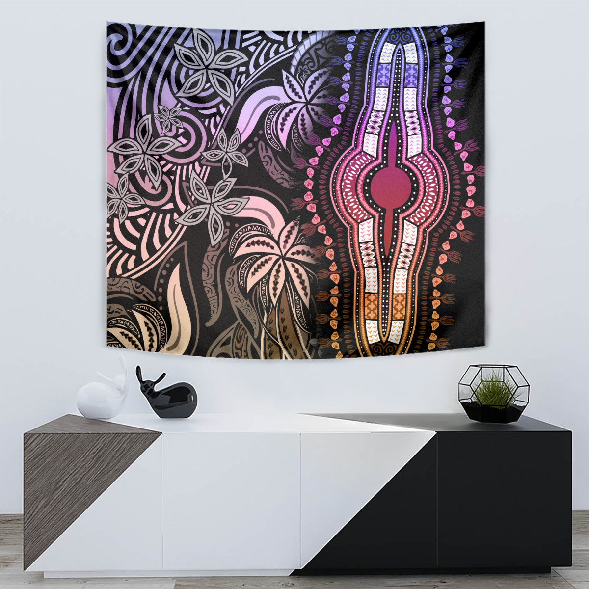 Polynesia Dashiki Tapestry Polynesia and Africa Traditional Special Together Pastel - Wonder Print Shop