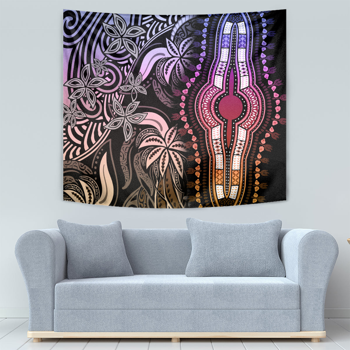 Polynesia Dashiki Tapestry Polynesia and Africa Traditional Special Together Pastel - Wonder Print Shop