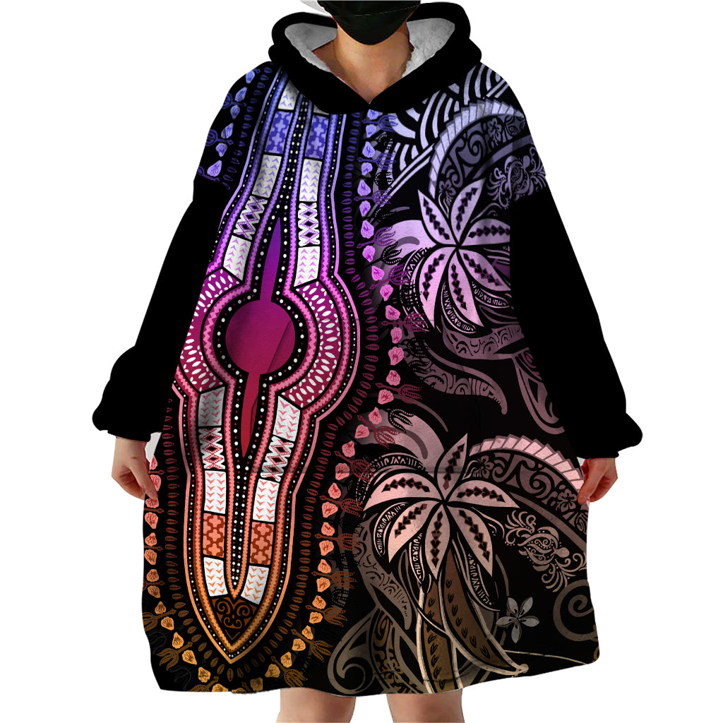 Polynesia Dashiki Wearable Blanket Hoodie Polynesia and Africa Traditional Special Together Pastel - Wonder Print Shop