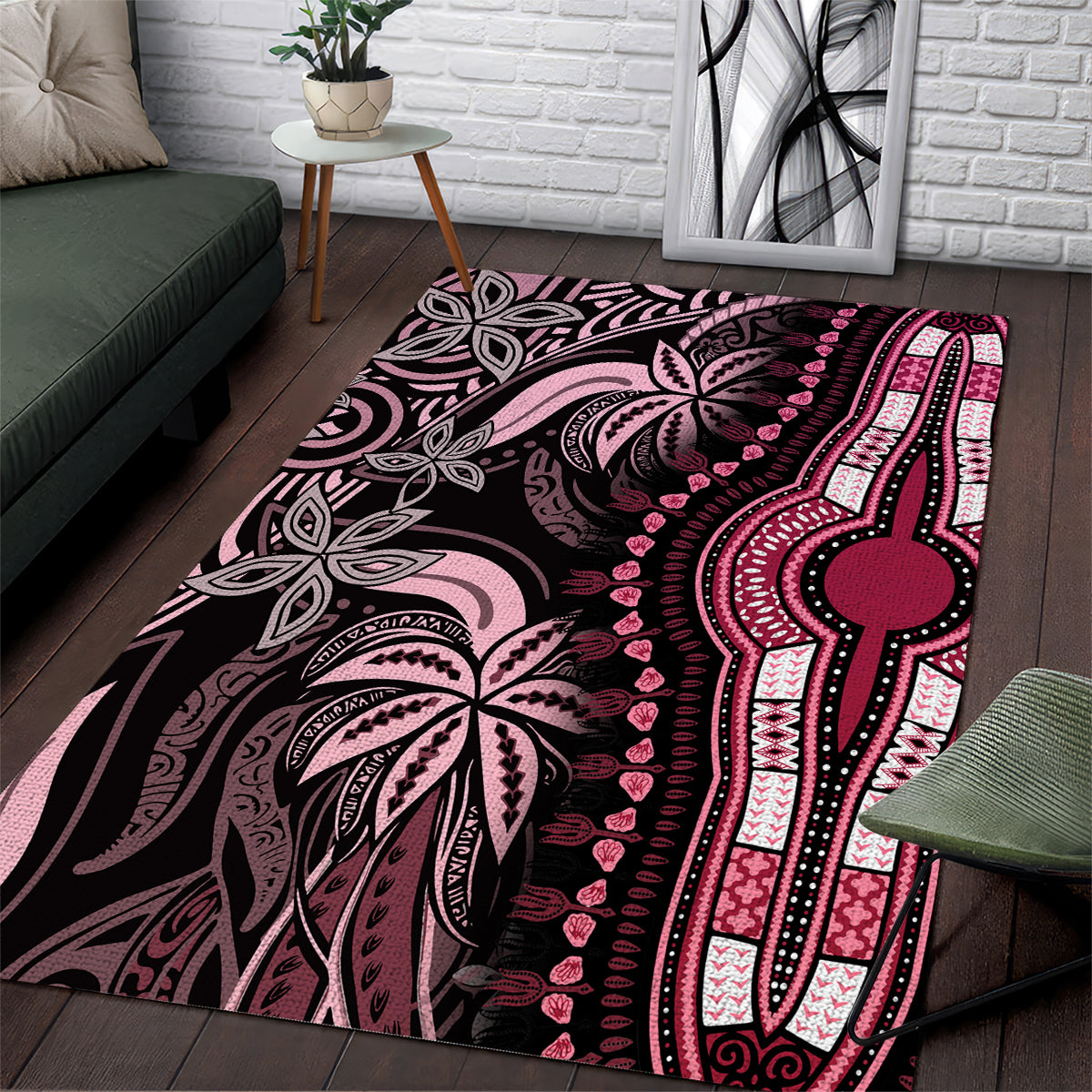 Polynesia Dashiki Area Rug Polynesia and Africa Traditional Special Together Pink LT9 - Wonder Print Shop
