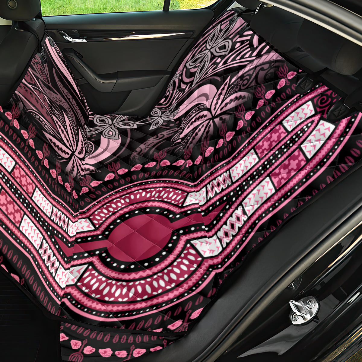 Polynesia Dashiki Back Car Seat Cover Polynesia and Africa Traditional Special Together Pink LT9 - Wonder Print Shop