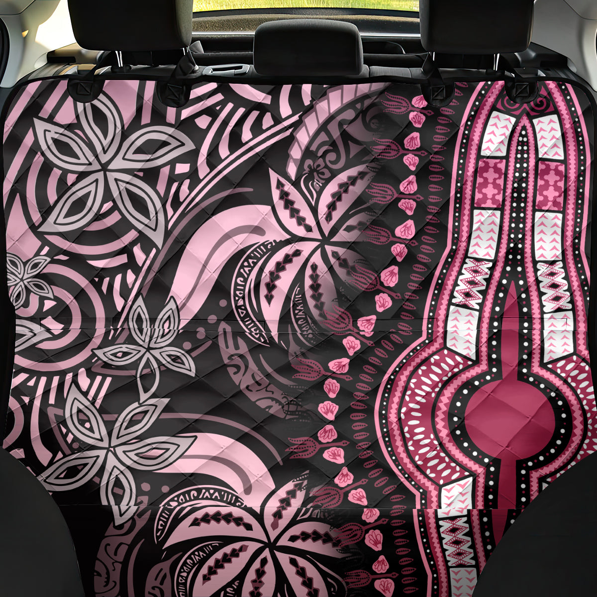 Polynesia Dashiki Back Car Seat Cover Polynesia and Africa Traditional Special Together Pink LT9 - Wonder Print Shop