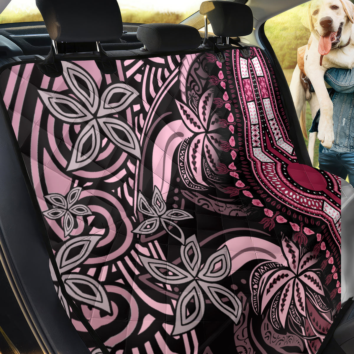 Polynesia Dashiki Back Car Seat Cover Polynesia and Africa Traditional Special Together Pink LT9 - Wonder Print Shop