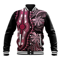 Polynesia Dashiki Baseball Jacket Polynesia and Africa Traditional Special Together Pink LT9 - Wonder Print Shop