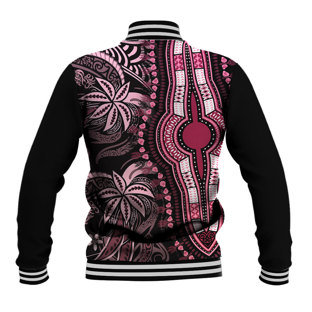 Polynesia Dashiki Baseball Jacket Polynesia and Africa Traditional Special Together Pink LT9 - Wonder Print Shop