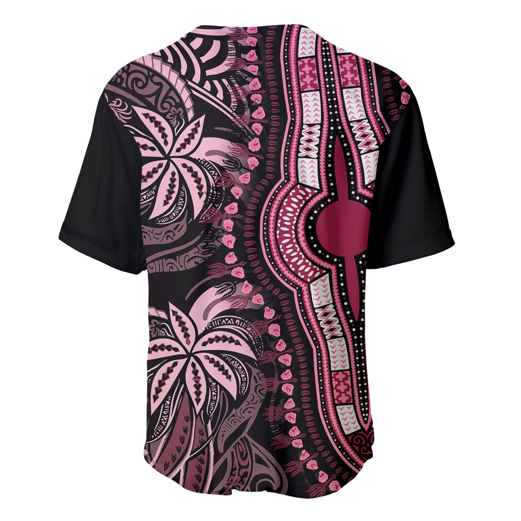 Polynesia Dashiki Baseball Jersey Polynesia and Africa Traditional Special Together Pink LT9 - Wonder Print Shop