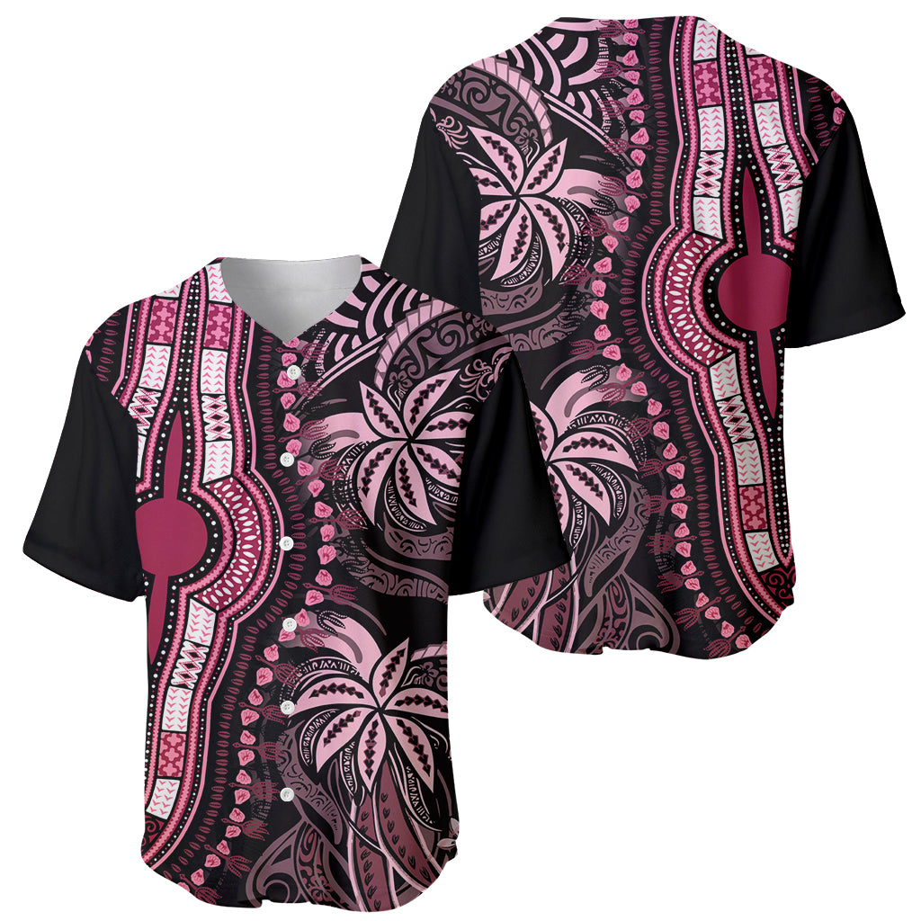 Polynesia Dashiki Baseball Jersey Polynesia and Africa Traditional Special Together Pink LT9 - Wonder Print Shop