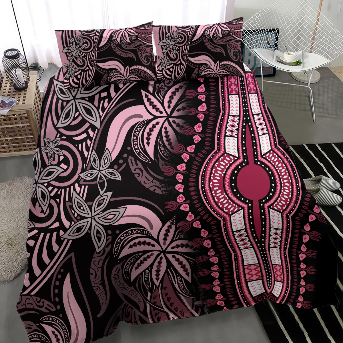 Polynesia Dashiki Bedding Set Polynesia and Africa Traditional Special Together Pink LT9 - Wonder Print Shop