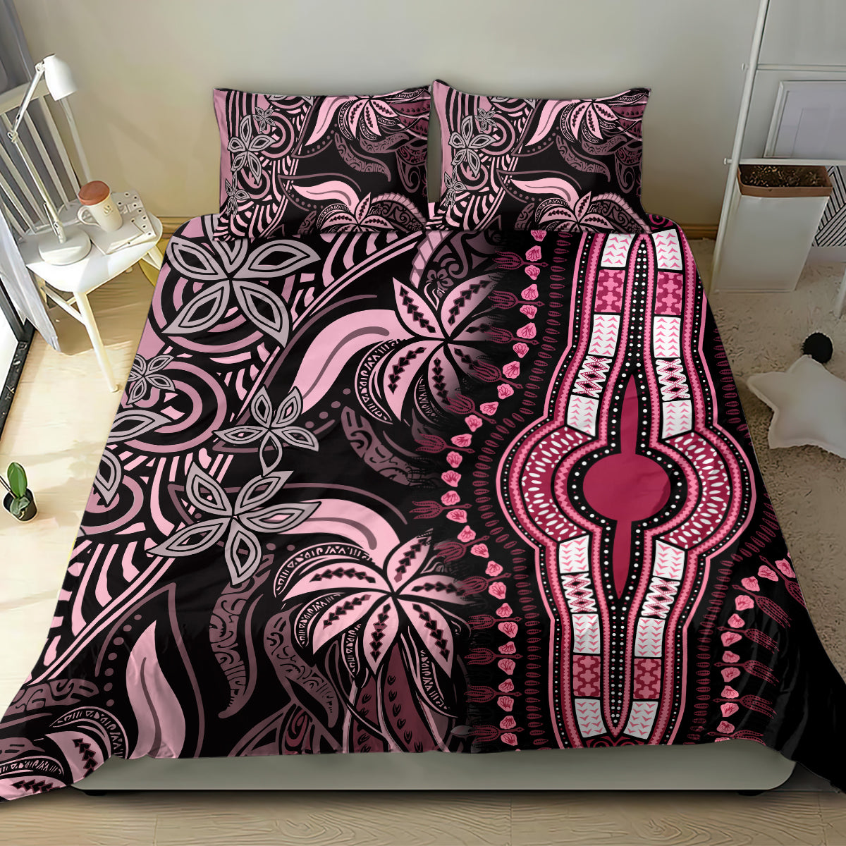Polynesia Dashiki Bedding Set Polynesia and Africa Traditional Special Together Pink LT9 - Wonder Print Shop