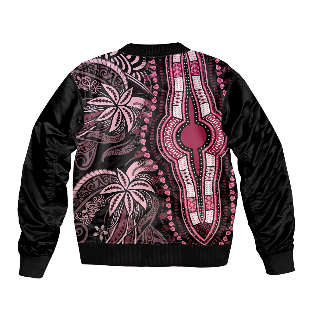 Polynesia Dashiki Bomber Jacket Polynesia and Africa Traditional Special Together Pink LT9 - Wonder Print Shop